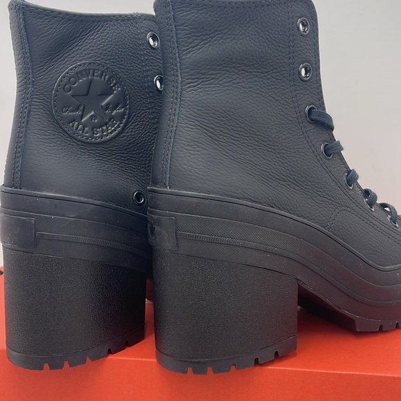 Converse WMNS CHUCK 70 DE LUXE HEEL HI BLACK/BLACK/WHITE A06145C Platforms Snkrs - Picture 14 of 16